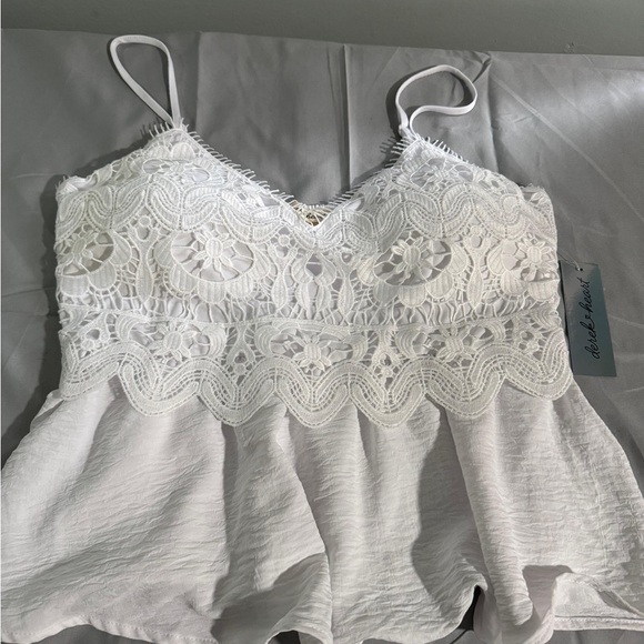 Derek Heart White Lace Peplum Camisole - Picture 8 of 10